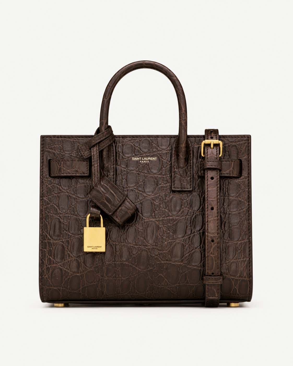 Saint Laurent – SAC DE JOUR aus Leder mit Krokoprägung – NANO
