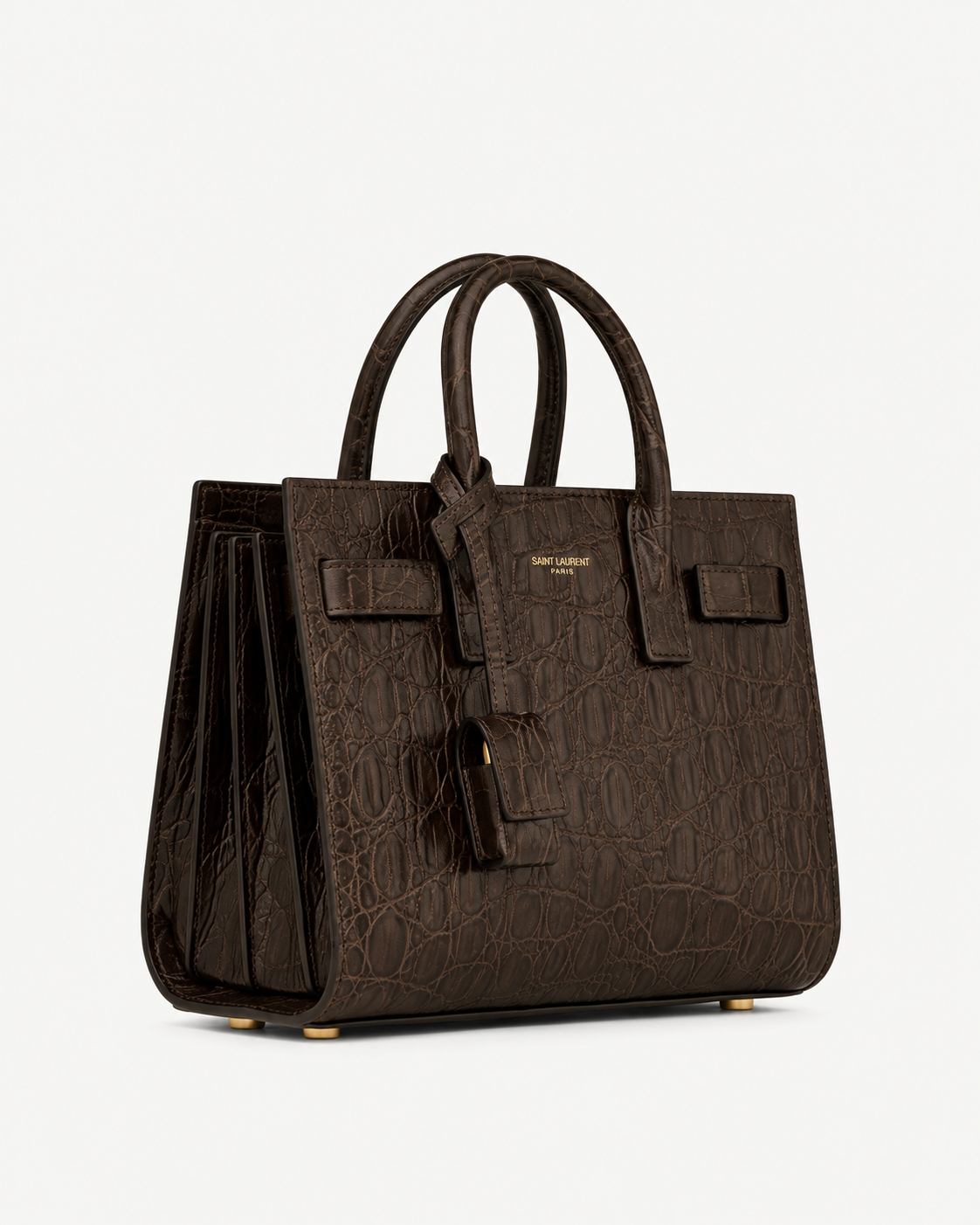 Saint Laurent – SAC DE JOUR aus Leder mit Krokoprägung – NANO