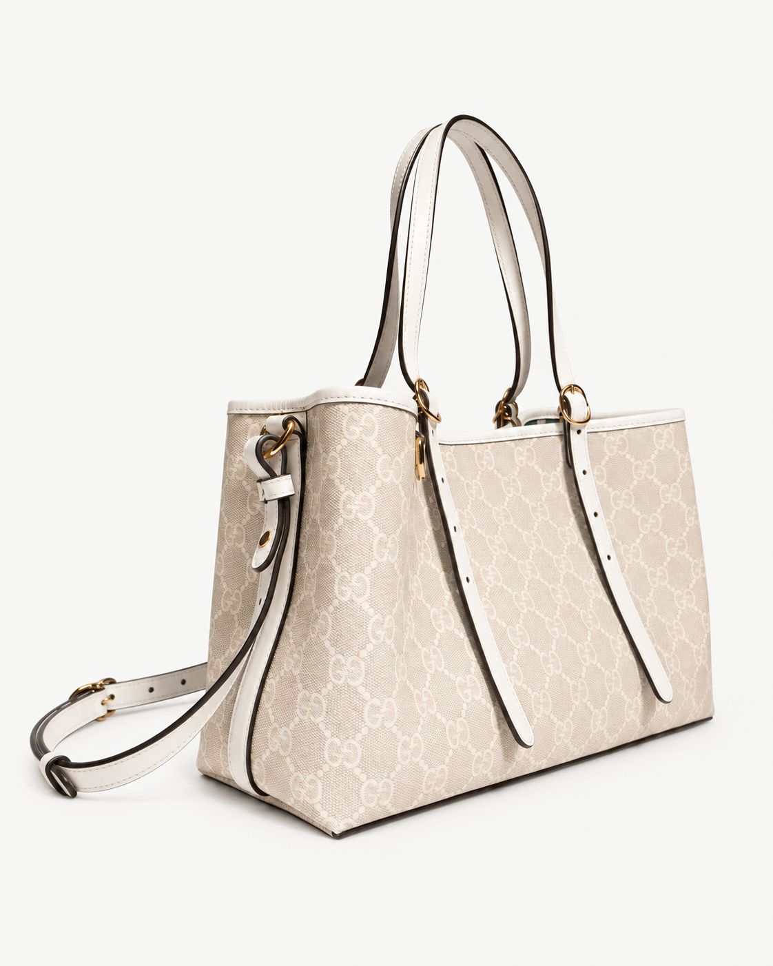 Gucci GG Emblem Medium – Shopper in Beige und Weiß
