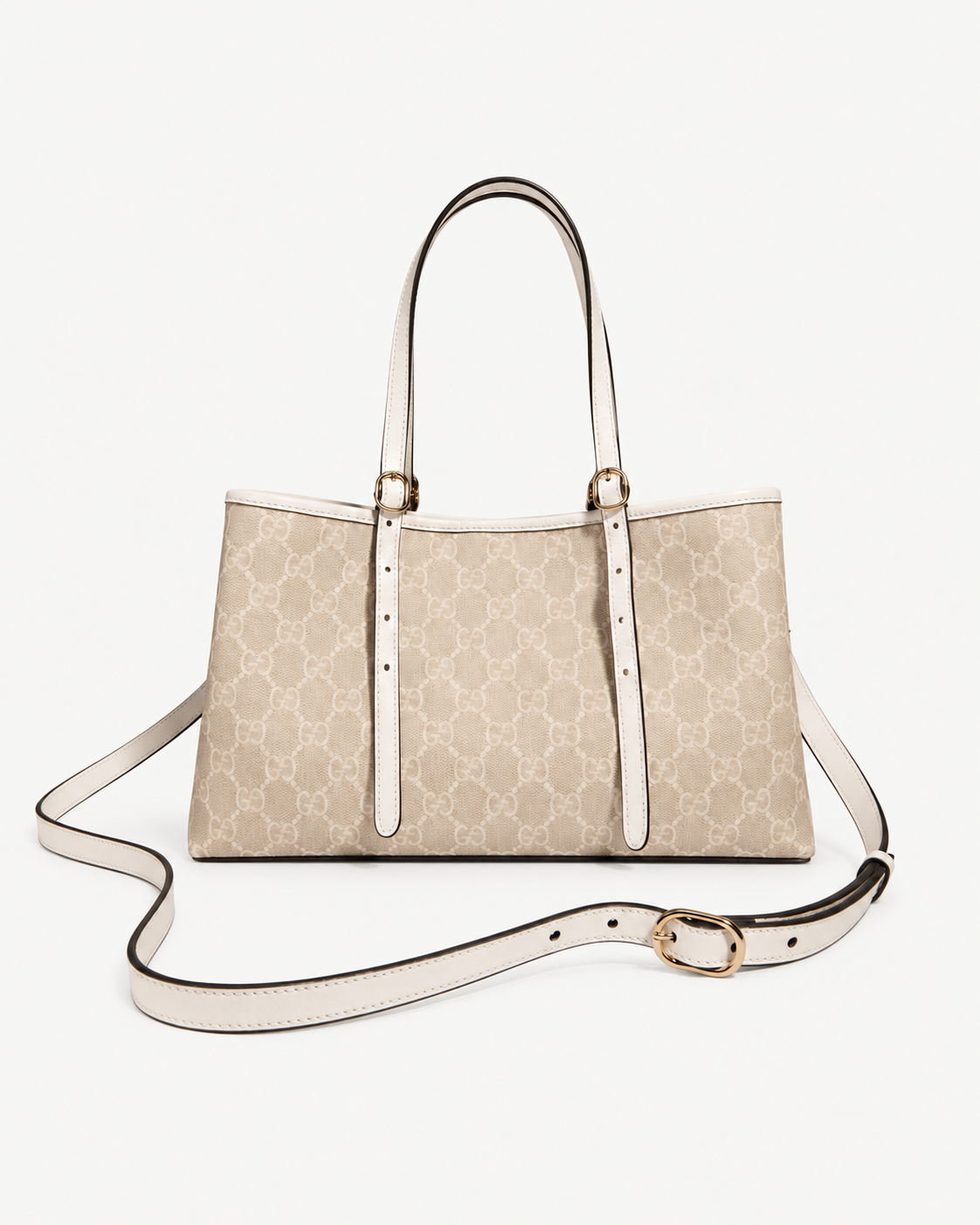 Gucci GG Emblem Medium – Shopper in Beige und Weiß