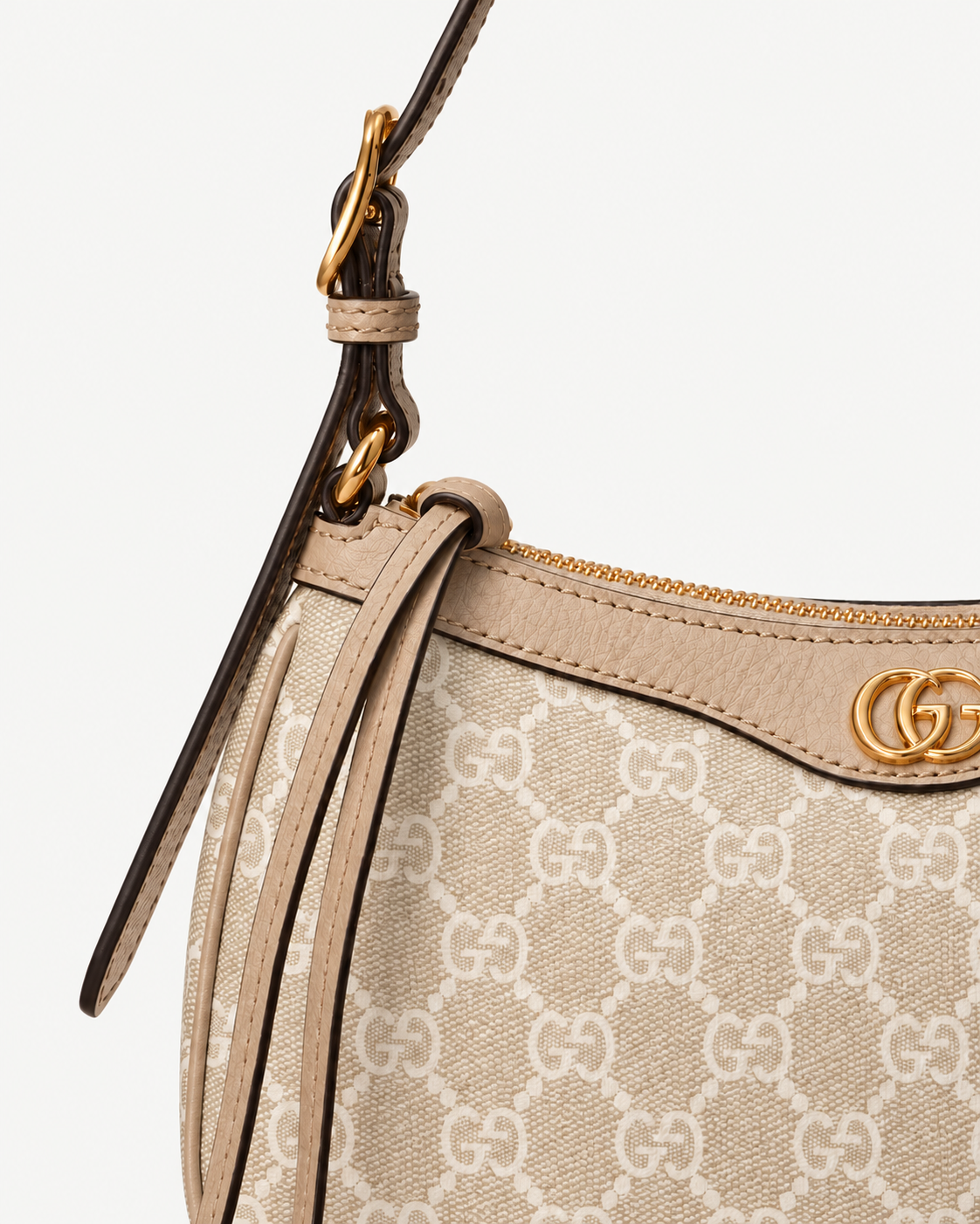 Gucci Ophidia – Schultertasche in Beige und Weiß
