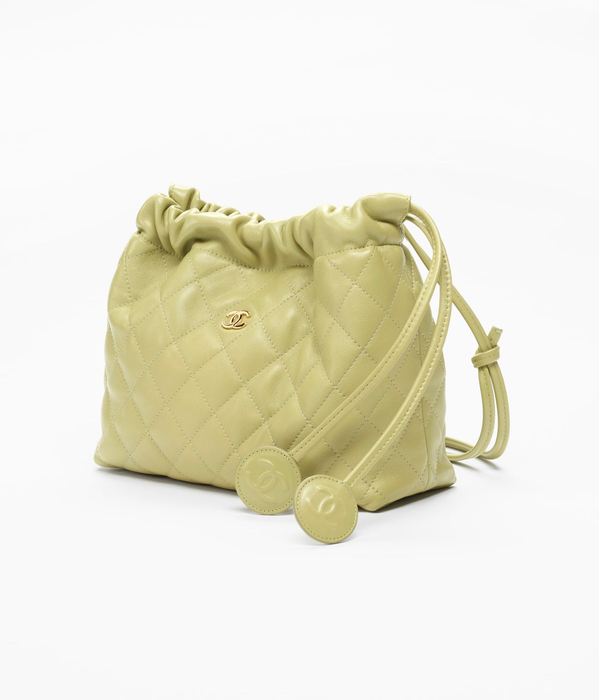 CHANEL – Pochette mit Lederriemen in Grün
